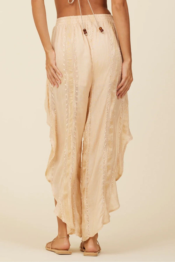 Surf Gypsy | Cream Blush Pant With Ruffle Detail