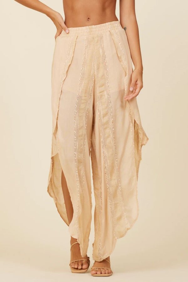 Surf Gypsy | Cream Blush Pant With Ruffle Detail