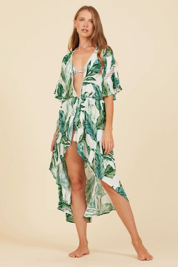 Surf Gypsy | Palm Leaf Long Sleeve Cover-Up