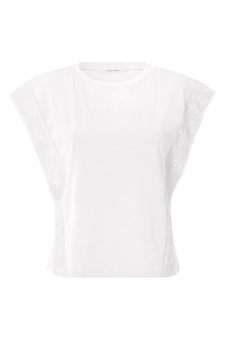 YAYA | Lace Cap Sleeve Top in Off White