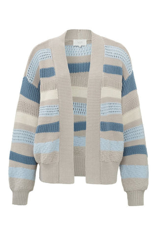 YAYA | Striped Open Front Cardigan in Wind Chime Blues