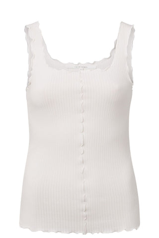 YAYA | Tank Top With Frilled Seams in Off White