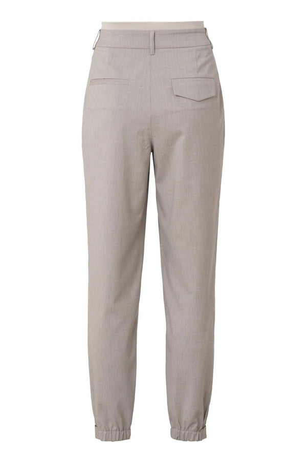 YAYA | Woven Trousers With Elastic Waistband in Ginger Snap Brown