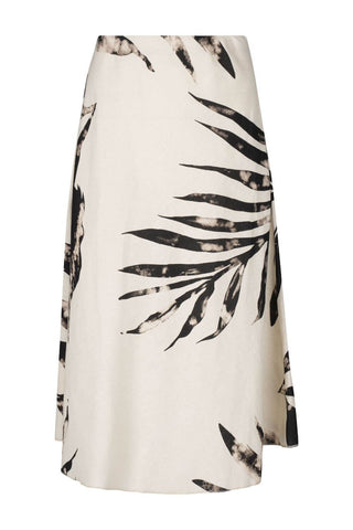 Astrid | Linen Blend Skirt in Palm Print