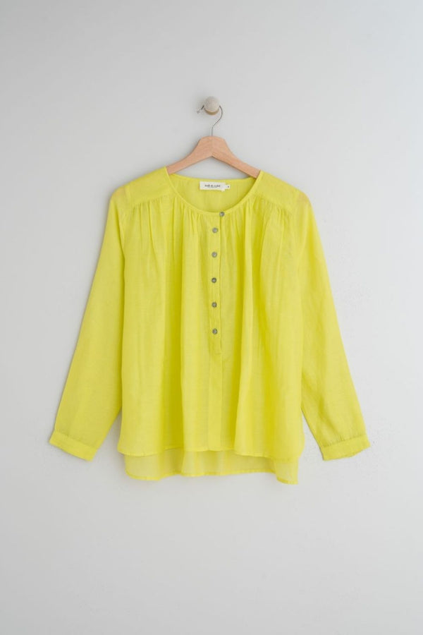 Indi & Cold | Cotton Voile Shirt In Fluorescent Lime