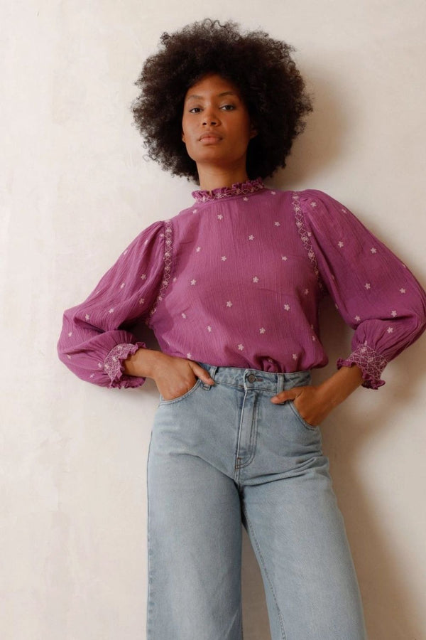 Indi & Cold | Crepe Gauze Blouse In Purple