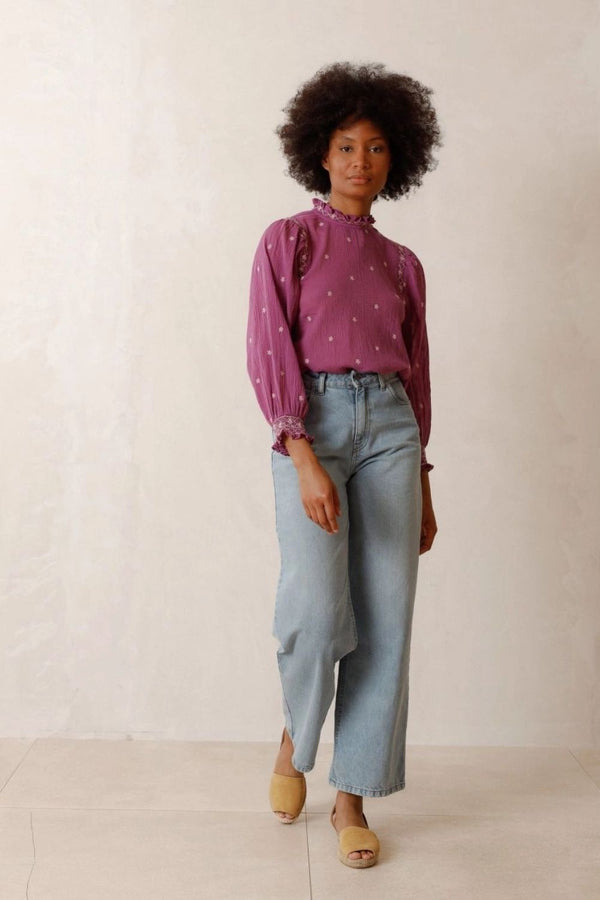 Indi & Cold | Crepe Gauze Blouse In Purple