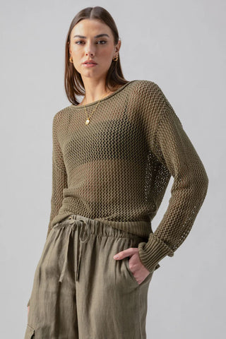 SANCTUARY | Open Knit Sweater in Burnt Olive