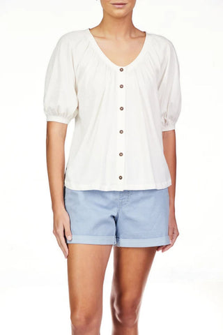 SANCTUARY | Sweet Getaway Button-up Tee in White