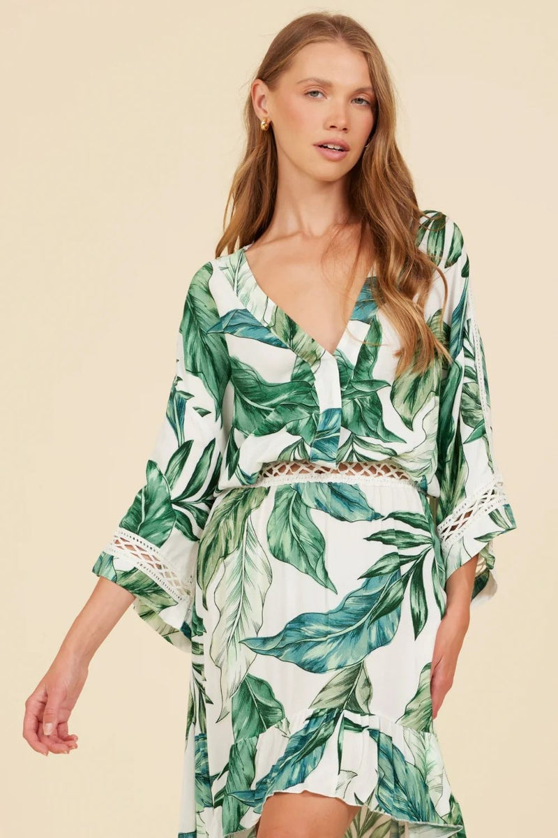 Surf Gypsy | Palm Leaf Open Loose Blouse