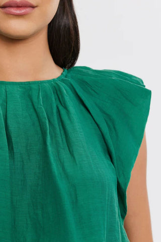 VELVET | Amora Silk Cotton Voile Flutter Top in Marsh