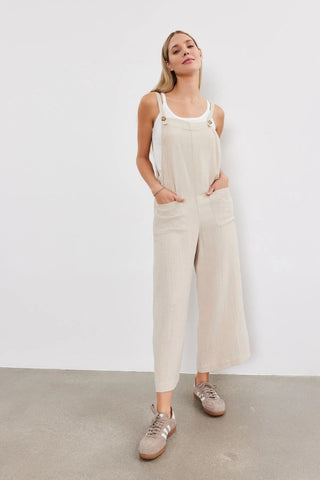 VELVET | Everlee Cotton Gauze Overalls in Sandstone