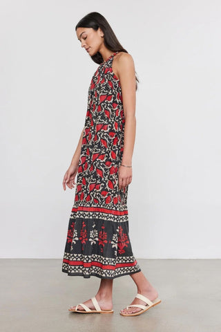 VELVET | Ghita Printed Silk Cotton Voile Dress in Red