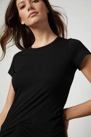 VELVET | Jemma Gauzy Whisper Classic Crew Tee in Black