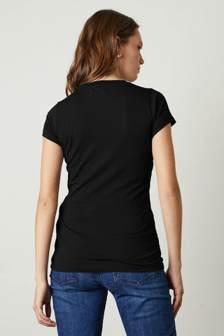 VELVET | Jemma Gauzy Whisper Classic Crew Tee in Black