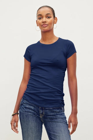 VELVET | Jemma Gauzy Whisper Classic Crew Tee in Midnight