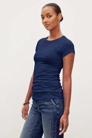 VELVET | Jemma Gauzy Whisper Classic Crew Tee in Midnight