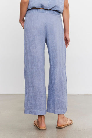 VELVET | Lola Woven Linen Pant in Blue Haze