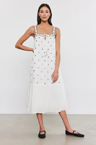 VELVET | Riley Embroidered Sun Dress in White