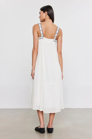 VELVET | Riley Embroidered Sun Dress in White