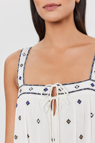 VELVET | Riley Embroidered Sun Dress in White