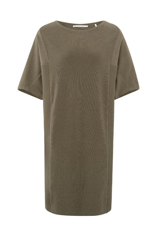 YAYA | Batwing Mixed Stitches Dress in Stone Grey