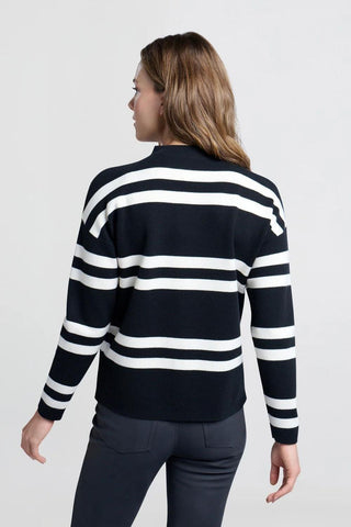 YAYA | Block Stripe Sweater in Black Dessin