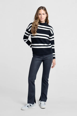 YAYA | Block Stripe Sweater in Black Dessin