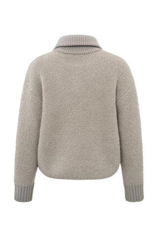 YAYA | Bouclé Sweater with Rib Detail in Dove Grey