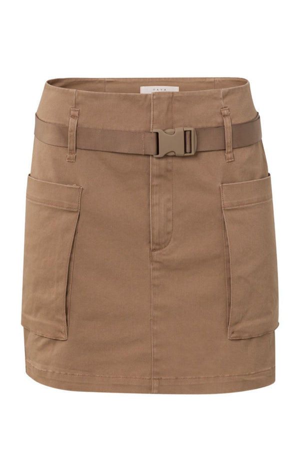 YAYA | Cargo Mini Skirt With Pockets And Belt in Ginger Snap Brown