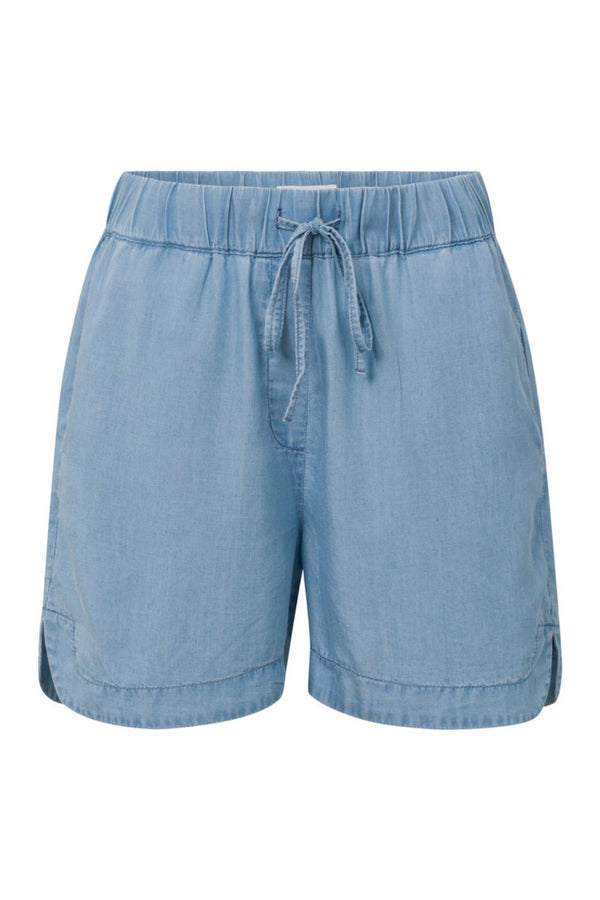 YAYA | Chambray Shorts With Elastic Waist in Chambray Blue
