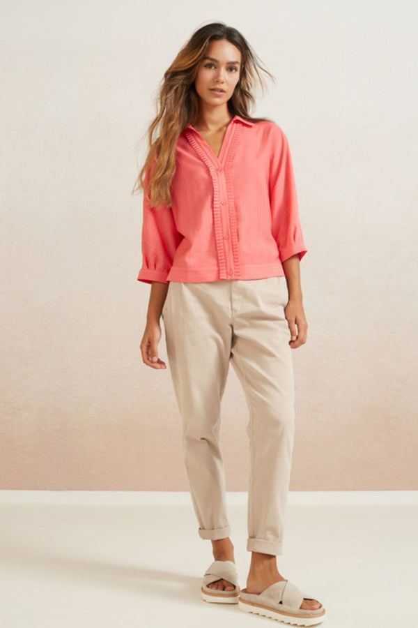 YAYA | Dolman Sleeved Button-up in Coral Paradise
