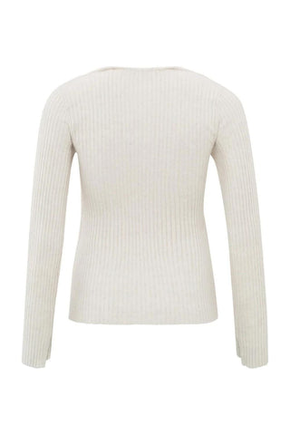 YAYA | Double Layer Rib Knit Top in Chalk White