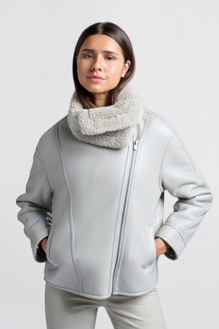 YAYA | Faux Leather Lammy Jacket in Dove Grey