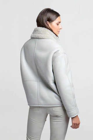 YAYA | Faux Leather Lammy Jacket in Dove Grey