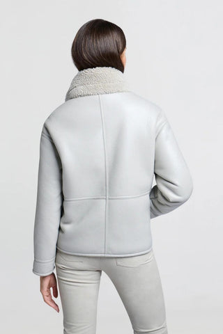 YAYA | Faux Leather Lammy Jacket in Dove Grey