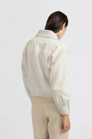 YAYA | Knit Cardigan with Textured Details in Off White