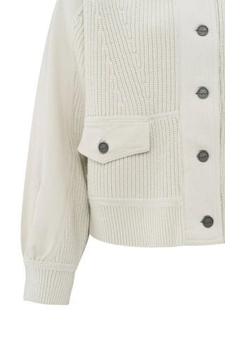 YAYA | Knit Cardigan with Textured Details in Off White