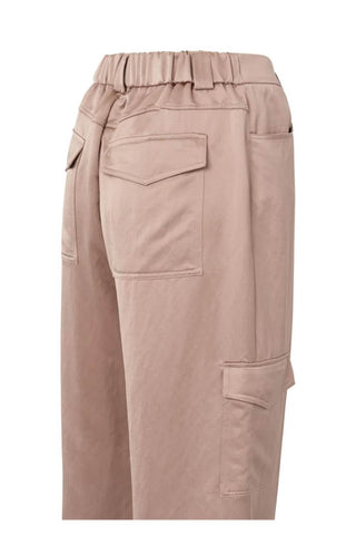 YAYA | Satin Wide Leg Cargo Pants in Dusty Pink