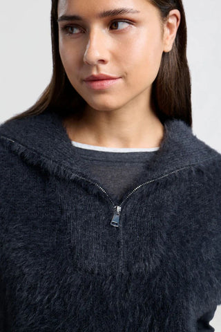 YAYA | Sleeveless Fluffy Sweater Vest in Anthracite