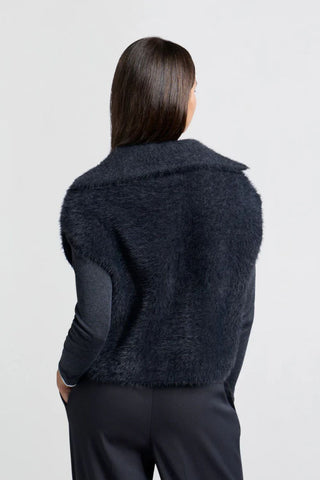 YAYA | Sleeveless Fluffy Sweater Vest in Anthracite