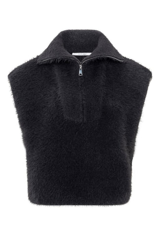 YAYA | Sleeveless Fluffy Sweater Vest in Anthracite