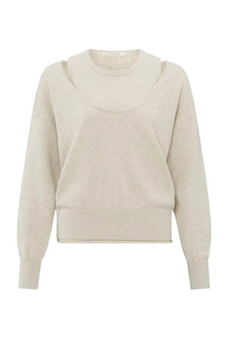 YAYA | Sweater + Tank Set in Light Beige Melange