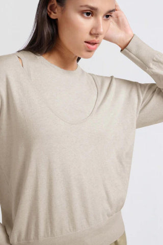 YAYA | Sweater + Tank Set in Light Beige Melange