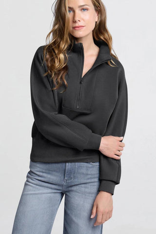 YAYA | Sweatshirt with Zip Collar in Antracite