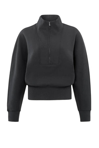 YAYA | Sweatshirt with Zip Collar in Antracite