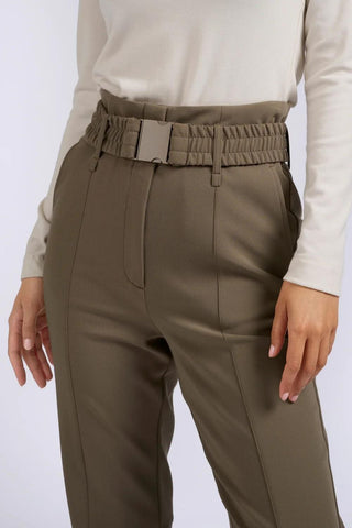 YAYA | Woven High Waist Trousers in  Falcon Brown