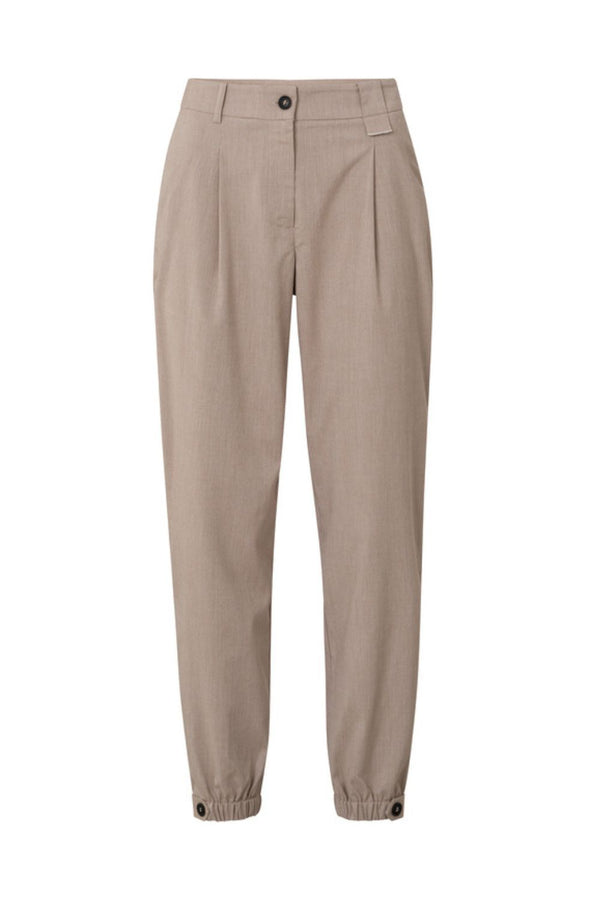YAYA | Woven Trousers With Elastic Waistband in Ginger Snap Brown